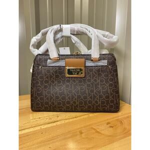 Calvin Klein Monogram Logo Crossbody Brown/Gold H3DDJCJ2 New!